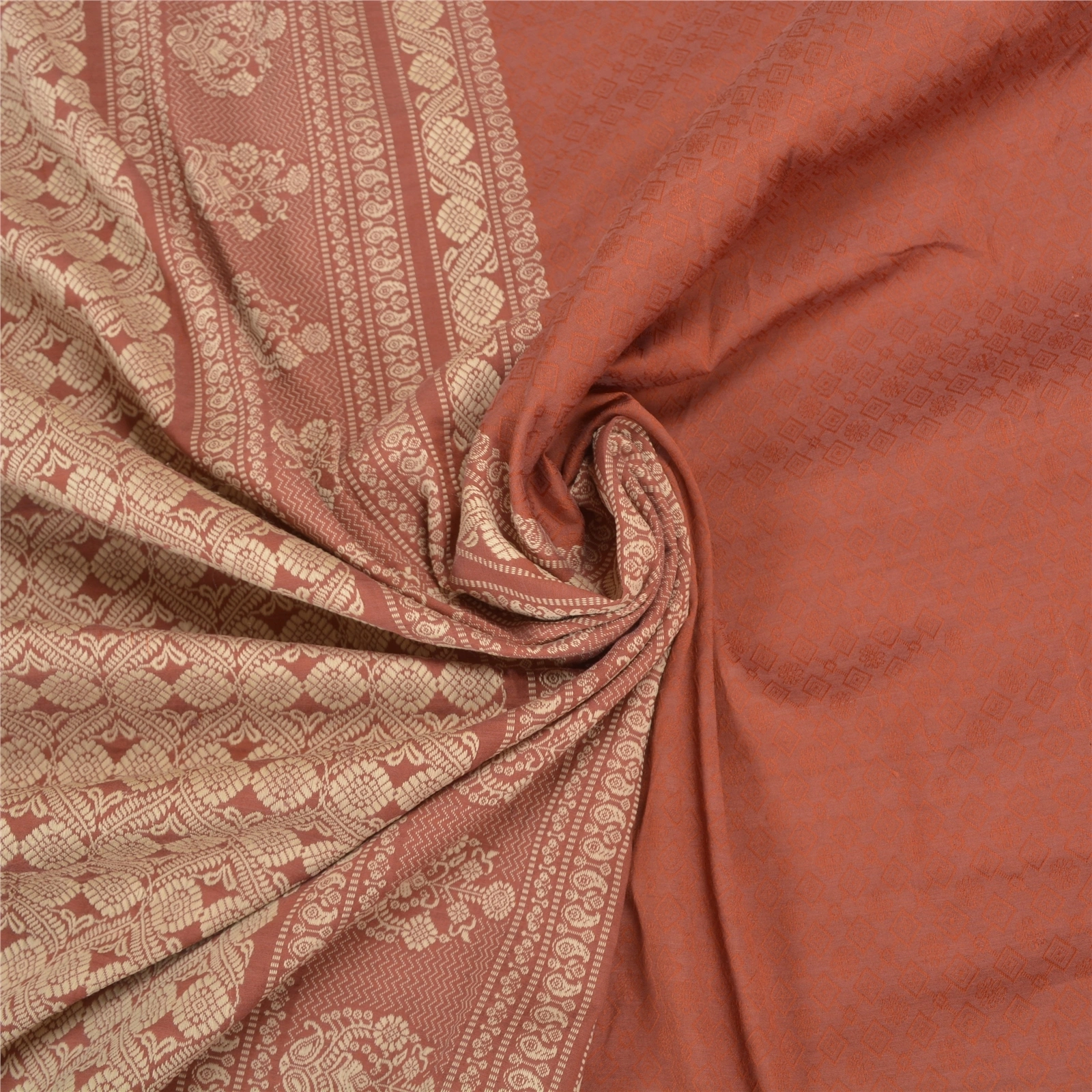 Sanskriti Vintage Brown Sarees Blend Silk Hand-Woven Premium Sari Craft Fabric, PS-58068-Shade Of Brown-Hand-Woven Work-Blende Silk-7