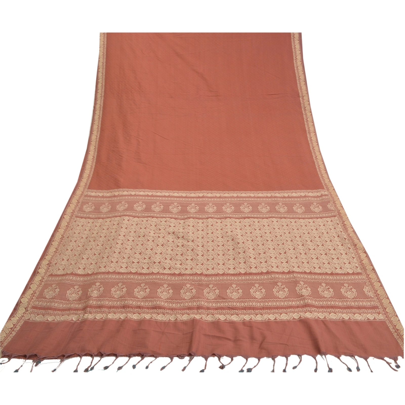 Sanskriti Vintage Brown Sarees Blend Silk Hand-Woven Premium Sari Craft Fabric, PS-58068-Shade Of Brown-Hand-Woven Work-Blende Silk-9