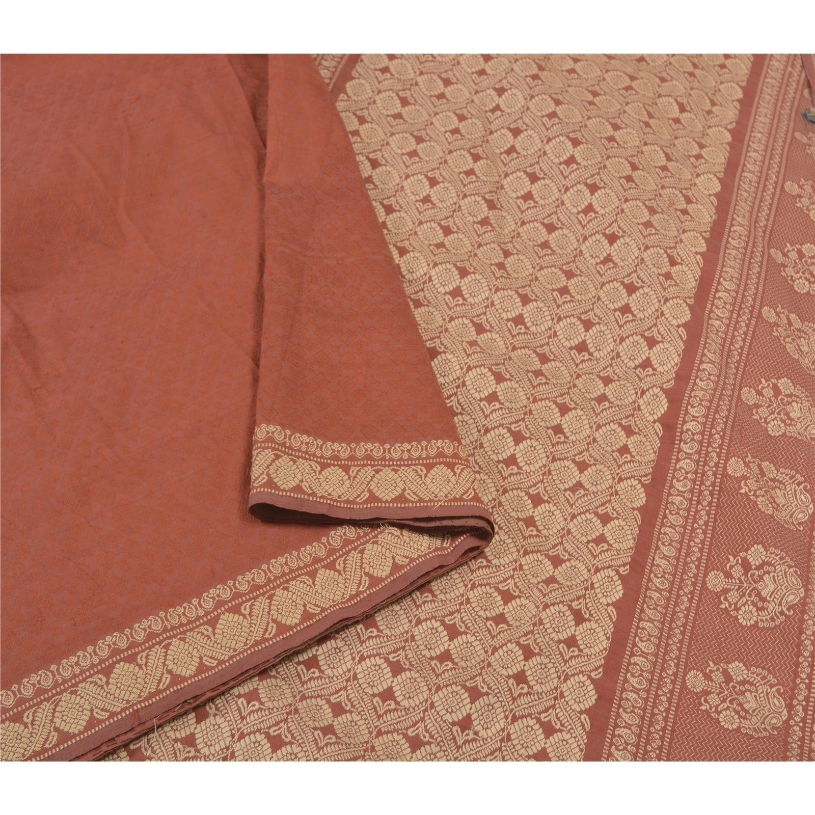 Sanskriti Vintage Brown Sarees Blend Silk Hand-Woven Premium Sari Craft Fabric, PS-58068-Shade Of Brown-Hand-Woven Work-Blende Silk-10