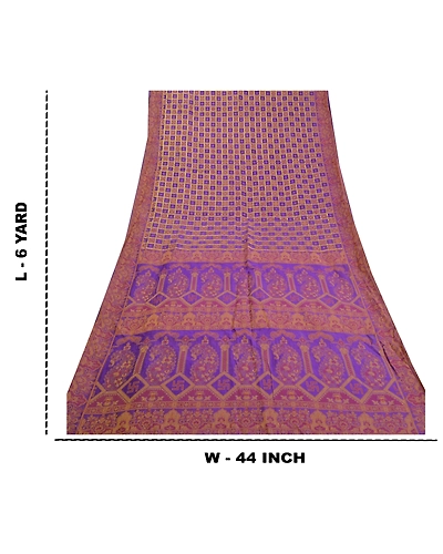 Sanskriti Vintage Purple Sarees Art Silk Hand-Woven Cultural Sari Craft Fabric, PS-58071-Purple-Hand-Woven Work-Art (Artificial) Silk-1