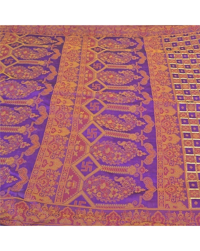 Sanskriti Vintage Purple Sarees Art Silk Hand-Woven Cultural Sari Craft Fabric, PS-58071-Purple-Hand-Woven Work-Art (Artificial) Silk-3