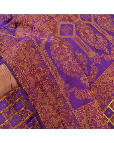 Sanskriti Vintage Purple Sarees Art Silk Hand-Woven Cultural Sari Craft Fabric, PS-58071-Purple-Hand-Woven Work-Art (Artificial) Silk-4