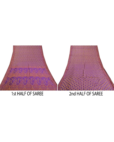 Sanskriti Vintage Purple Sarees Art Silk Hand-Woven Cultural Sari Craft Fabric, PS-58071-Purple-Hand-Woven Work-Art (Artificial) Silk-5