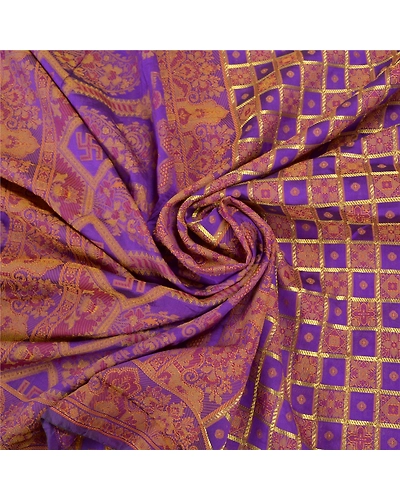 Sanskriti Vintage Purple Sarees Art Silk Hand-Woven Cultural Sari Craft Fabric, PS-58071-Purple-Hand-Woven Work-Art (Artificial) Silk-6