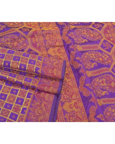 Sanskriti Vintage Purple Sarees Art Silk Hand-Woven Cultural Sari Craft Fabric, PS-58071-Purple-Hand-Woven Work-Art (Artificial) Silk-7