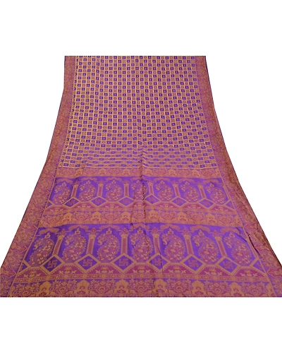 Sanskriti Vintage Purple Sarees Art Silk Hand-Woven Cultural Sari Craft Fabric, PS-58071-Purple-Hand-Woven Work-Art (Artificial) Silk-8
