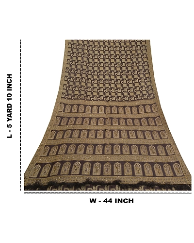 Sanskriti Vintage Black Sarees Pure Silk Hand Beaded Woven Cultural Sari Fabric, PS-58072-Black-Hand-Woven Work-100% Pure Silk-1