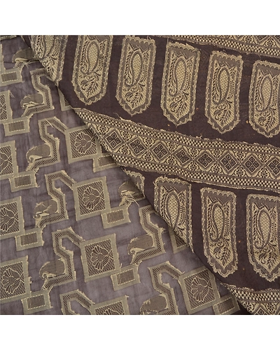 Sanskriti Vintage Black Sarees Pure Silk Hand Beaded Woven Cultural Sari Fabric, PS-58072-Black-Hand-Woven Work-100% Pure Silk-3