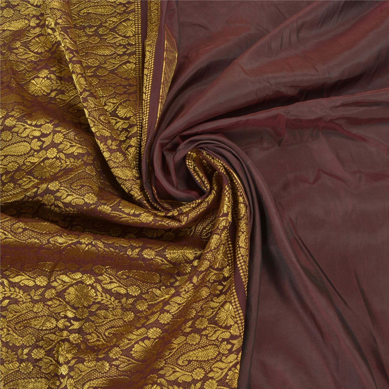 Sanskriti Vintage Indian Dark Red Sarees Art Silk Woven Zari Sari Craft Fabric, PS-58145-Dark Red-Zari Work-Art (Artificial) Silk-6