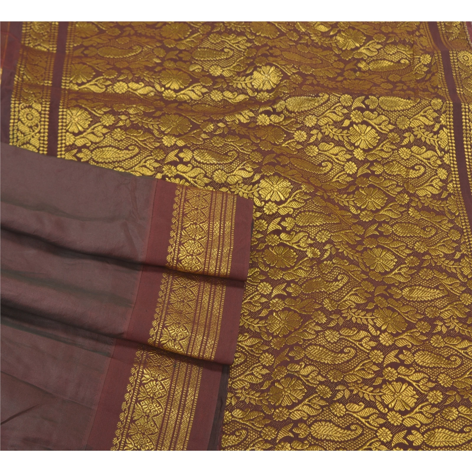 Sanskriti Vintage Indian Dark Red Sarees Art Silk Woven Zari Sari Craft Fabric, PS-58145-Dark Red-Zari Work-Art (Artificial) Silk-7