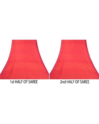 Sanskriti Vintage Red Indian Sarees 100% Pure Silk Woven 5 Yard Sari Fabric, PS-58248-Shade Of Red-Woven Work-100% Pure Silk-5