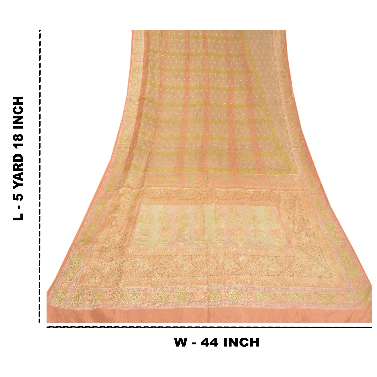 Sanskriti Vintage Peach Sarees 100% Pure Silk Woven Craft Sari 5 Yard Fabric, PS-58252-Shade Of Peach-Woven Work-100% Pure Silk-1