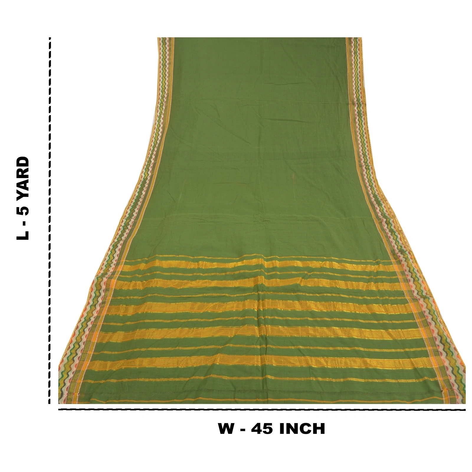 Sanskriti Vintage Green Sarees 100% Pure Cotton Woven Premium Sari Craft Fabric, PS-58279-Green-Woven Work-100% Pure Cotton-1