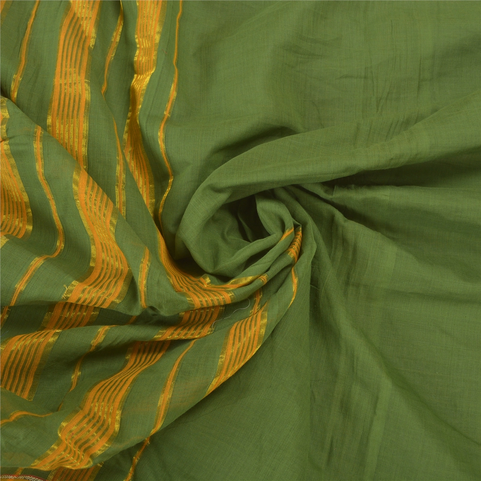 Sanskriti Vintage Green Sarees 100% Pure Cotton Woven Premium Sari Craft Fabric, PS-58279-Green-Woven Work-100% Pure Cotton-6