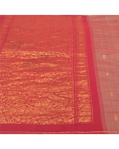 Sanskriti Vintage Brown Sarees Cotton Silk Woven Zari Premium Zari Sari Fabric, PS-58299-Shade Of Brown &amp; Dark Red-Zari Work-Cotton Silk-3