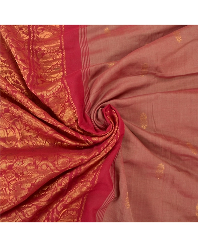 Sanskriti Vintage Brown Sarees Cotton Silk Woven Zari Premium Zari Sari Fabric, PS-58299-Shade Of Brown &amp; Dark Red-Zari Work-Cotton Silk-6