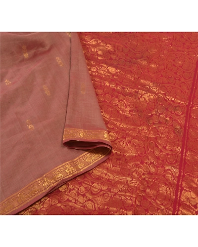 Sanskriti Vintage Brown Sarees Cotton Silk Woven Zari Premium Zari Sari Fabric, PS-58299-Shade Of Brown &amp; Dark Red-Zari Work-Cotton Silk-9