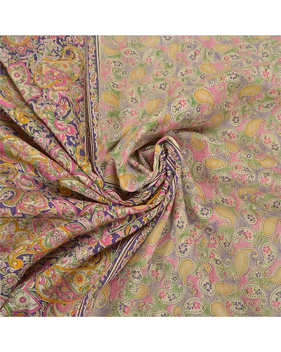 Sanskriti Vintage Blue Sarees Cotton Printed Premium Sari Craft 5 Yard Fabric, PS-58303-Blue &amp; Ivory-Printed Work-Cotton-6
