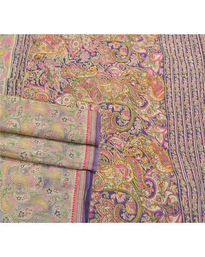Sanskriti Vintage Blue Sarees Cotton Printed Premium Sari Craft 5 Yard Fabric, PS-58303-Blue &amp; Ivory-Printed Work-Cotton-7