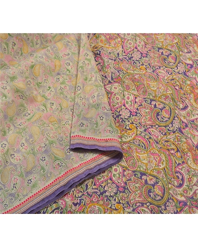 Sanskriti Vintage Blue Sarees Cotton Printed Premium Sari Craft 5 Yard Fabric, PS-58303-Blue &amp; Ivory-Printed Work-Cotton-9