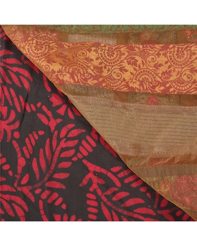 Sanskriti Vintage Indian Sarees Blend Georgette Embroidered Cultural Sari Fabric, PS-58304-Multi Color-Patch Work-Blend Georgette-2
