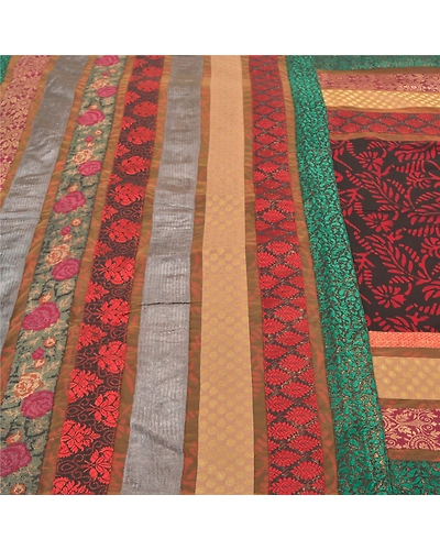 Sanskriti Vintage Indian Sarees Blend Georgette Embroidered Cultural Sari Fabric, PS-58304-Multi Color-Patch Work-Blend Georgette-3