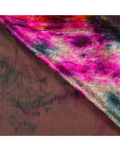 Sanskriti Vintage Indian Sarees Pure Silk Hand-Woven Tie-Dye Premium Sari Fabric, PS-58366-Multi Color-Hand-Woven Work-100% Pure Silk-2