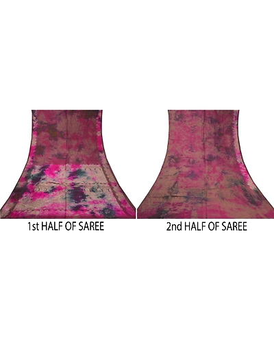 Sanskriti Vintage Indian Sarees Pure Silk Hand-Woven Tie-Dye Premium Sari Fabric, PS-58366-Multi Color-Hand-Woven Work-100% Pure Silk-5