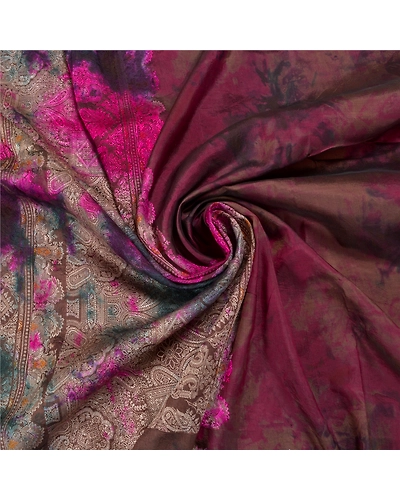 Sanskriti Vintage Indian Sarees Pure Silk Hand-Woven Tie-Dye Premium Sari Fabric, PS-58366-Multi Color-Hand-Woven Work-100% Pure Silk-6