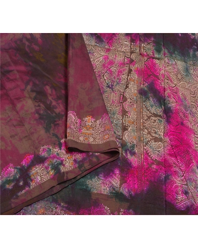 Sanskriti Vintage Indian Sarees Pure Silk Hand-Woven Tie-Dye Premium Sari Fabric, PS-58366-Multi Color-Hand-Woven Work-100% Pure Silk-9