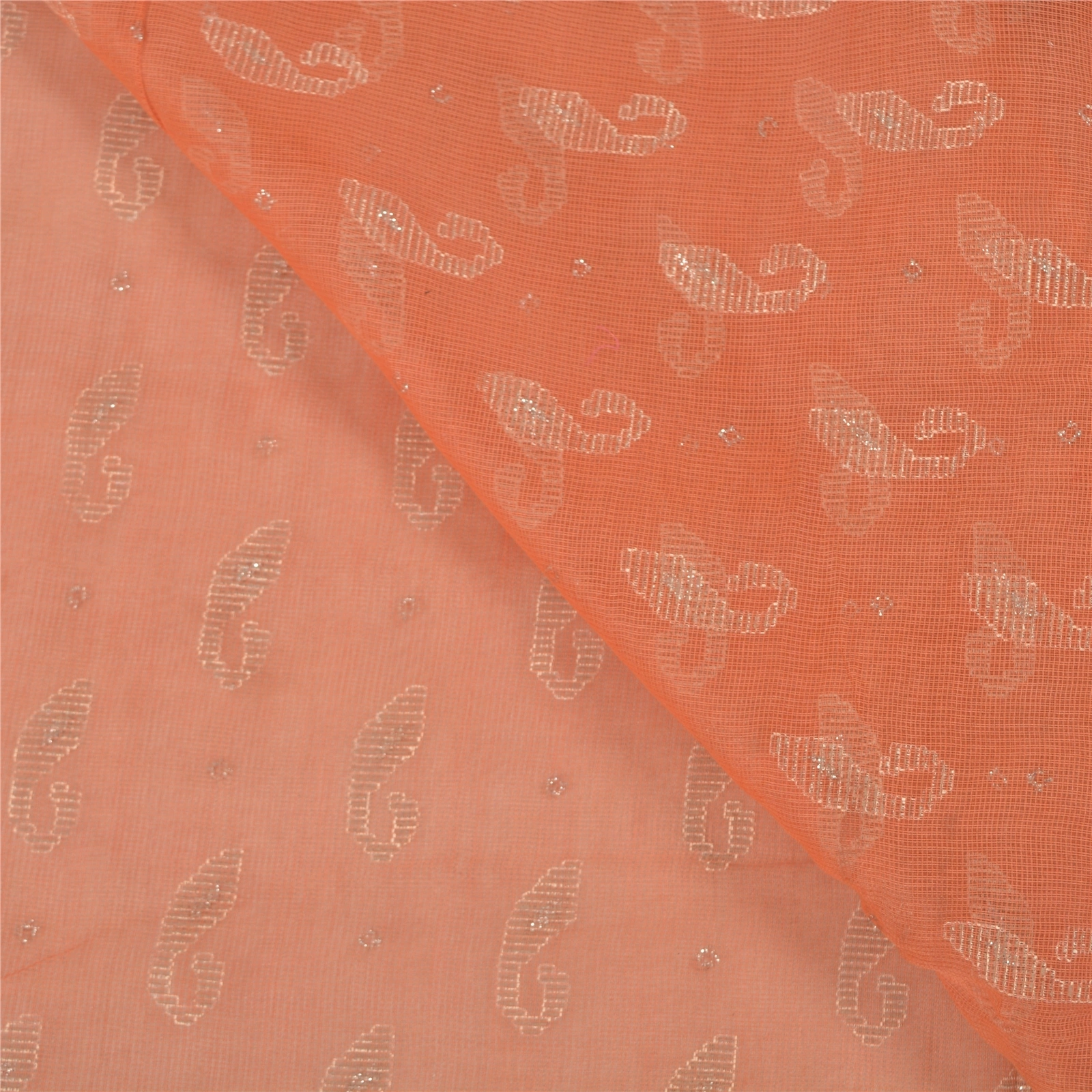 Sanskriti Vintage Peach Sarees Cotton Silk Embroidered Kota Premium Sari Fabric, PS-58419-Shade Of Peach-Patch Work-Cotton Silk-2