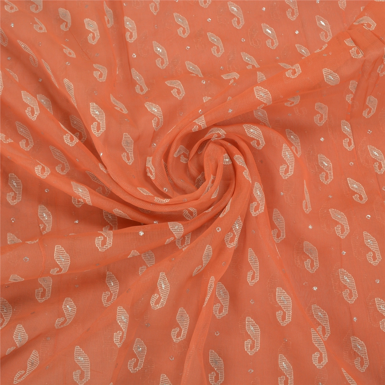 Sanskriti Vintage Peach Sarees Cotton Silk Embroidered Kota Premium Sari Fabric, PS-58419-Shade Of Peach-Patch Work-Cotton Silk-6