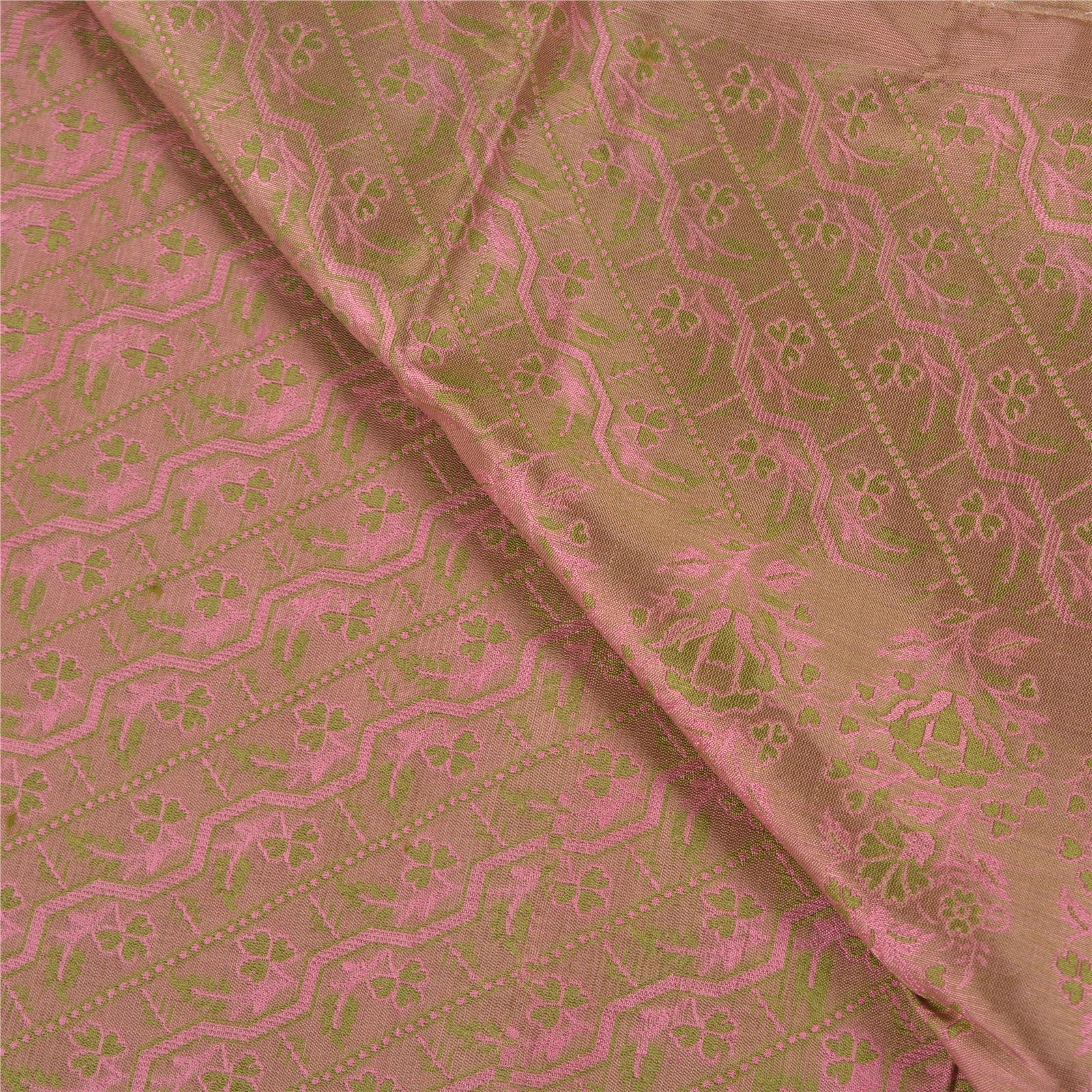 Sanskriti Vintage Fawn Sarees 100% Pure Silk Woven Cultural Sari Craft Fabric, PS-58445-Shade Of Fawn-Woven Work-100% Pure Silk-2