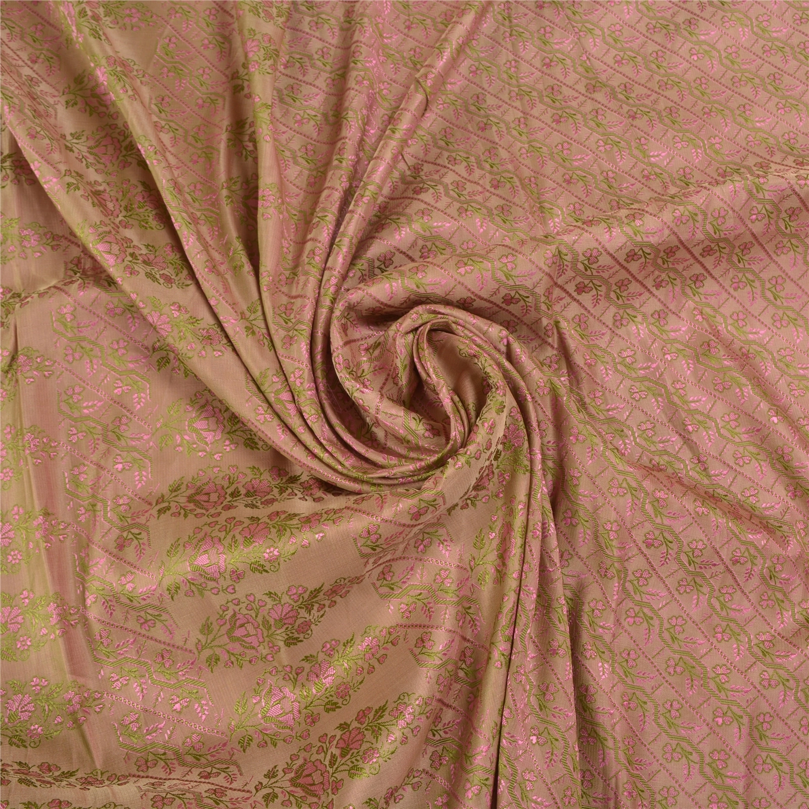 Sanskriti Vintage Fawn Sarees 100% Pure Silk Woven Cultural Sari Craft Fabric, PS-58445-Shade Of Fawn-Woven Work-100% Pure Silk-6