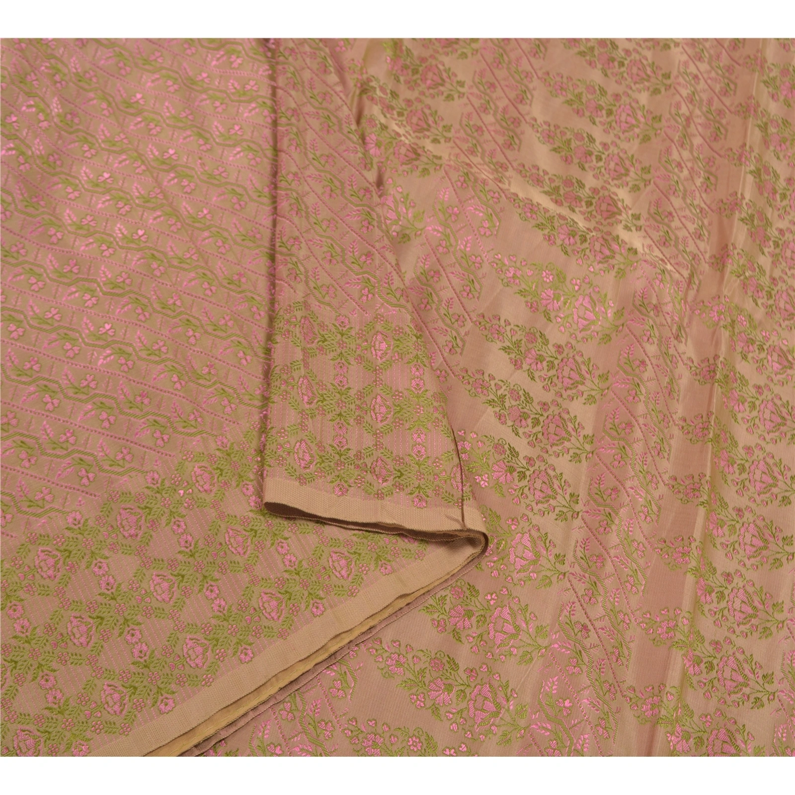 Sanskriti Vintage Fawn Sarees 100% Pure Silk Woven Cultural Sari Craft Fabric, PS-58445-Shade Of Fawn-Woven Work-100% Pure Silk-9