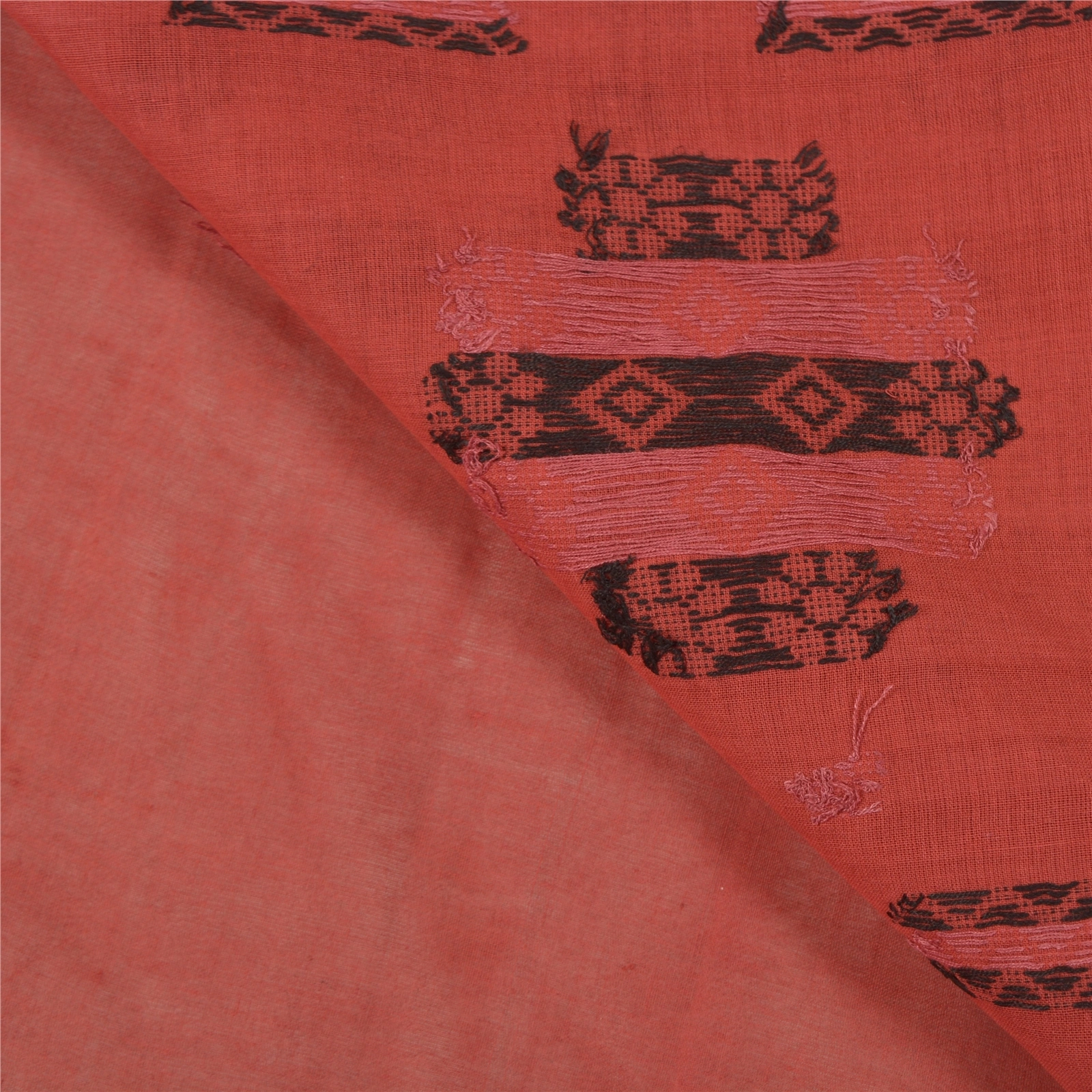 Sanskriti Vintage Scarlet Sarees Pure Cotton Hand-Woven Tant Premium Sari Fabric, PS-58447-Shade Of Scarlet-Hand-Woven Work-100% Pure Cotton-2