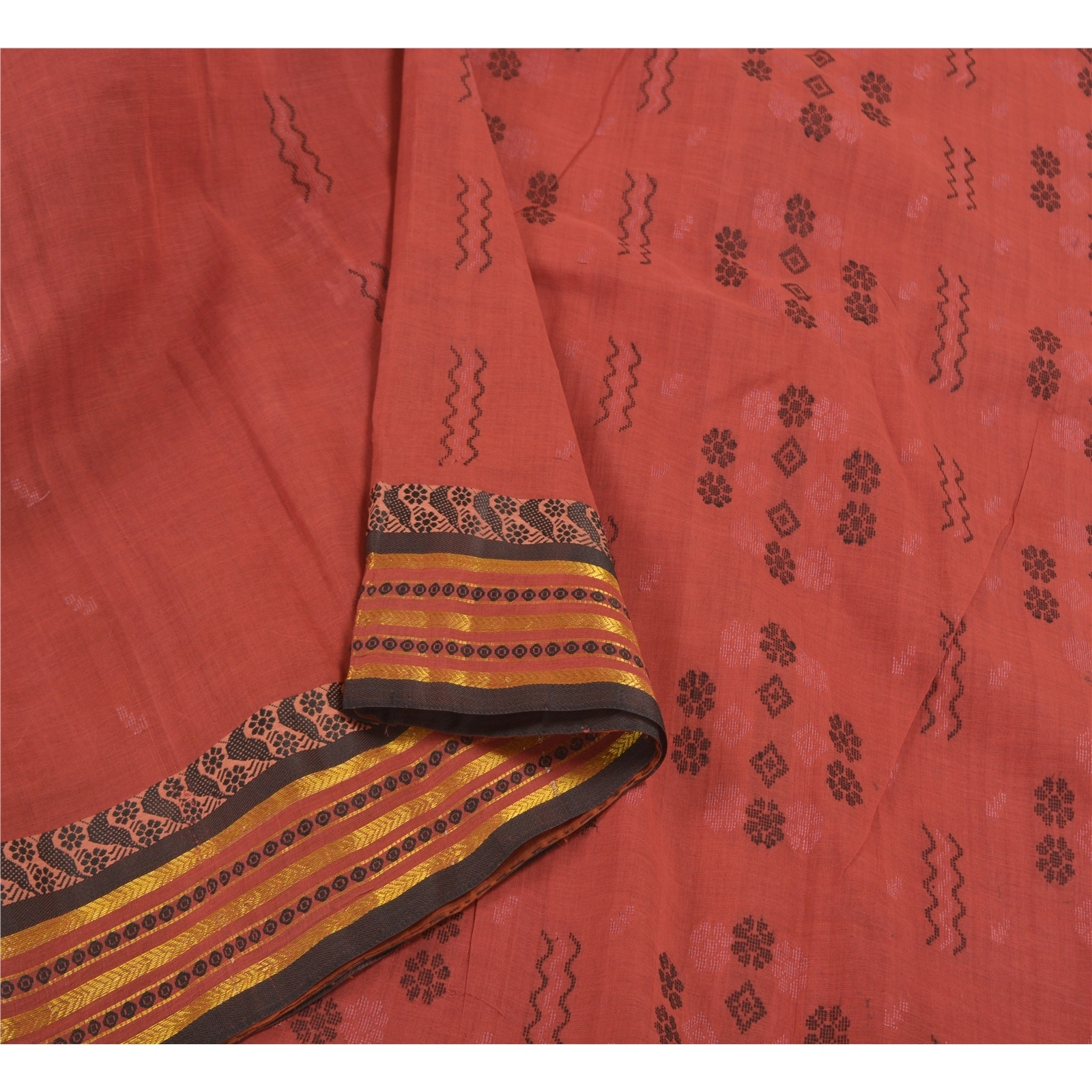 Sanskriti Vintage Scarlet Sarees Pure Cotton Hand-Woven Tant Premium Sari Fabric, PS-58447-Shade Of Scarlet-Hand-Woven Work-100% Pure Cotton-9