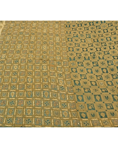 Sanskriti Vintage Green Sarees Pure Organza Silk Hand Beaded Woven Sari Fabric, PS-58468-Green-Woven Work-100% Pure Organza Silk-3