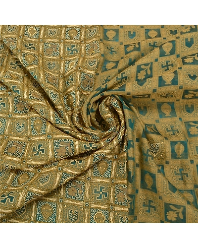 Sanskriti Vintage Green Sarees Pure Organza Silk Hand Beaded Woven Sari Fabric, PS-58468-Green-Woven Work-100% Pure Organza Silk-6