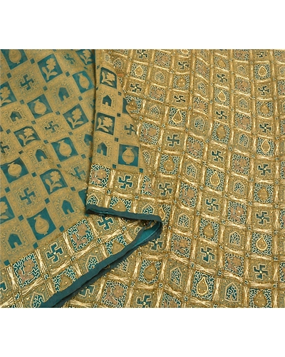 Sanskriti Vintage Green Sarees Pure Organza Silk Hand Beaded Woven Sari Fabric, PS-58468-Green-Woven Work-100% Pure Organza Silk-9