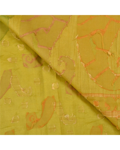 Sanskriti Vintage Green Sarees Pure Silk Hand-Woven Sari 5 Yard Craft Fabric, PS-58474-Green-Woven Work-100% Pure Silk-2