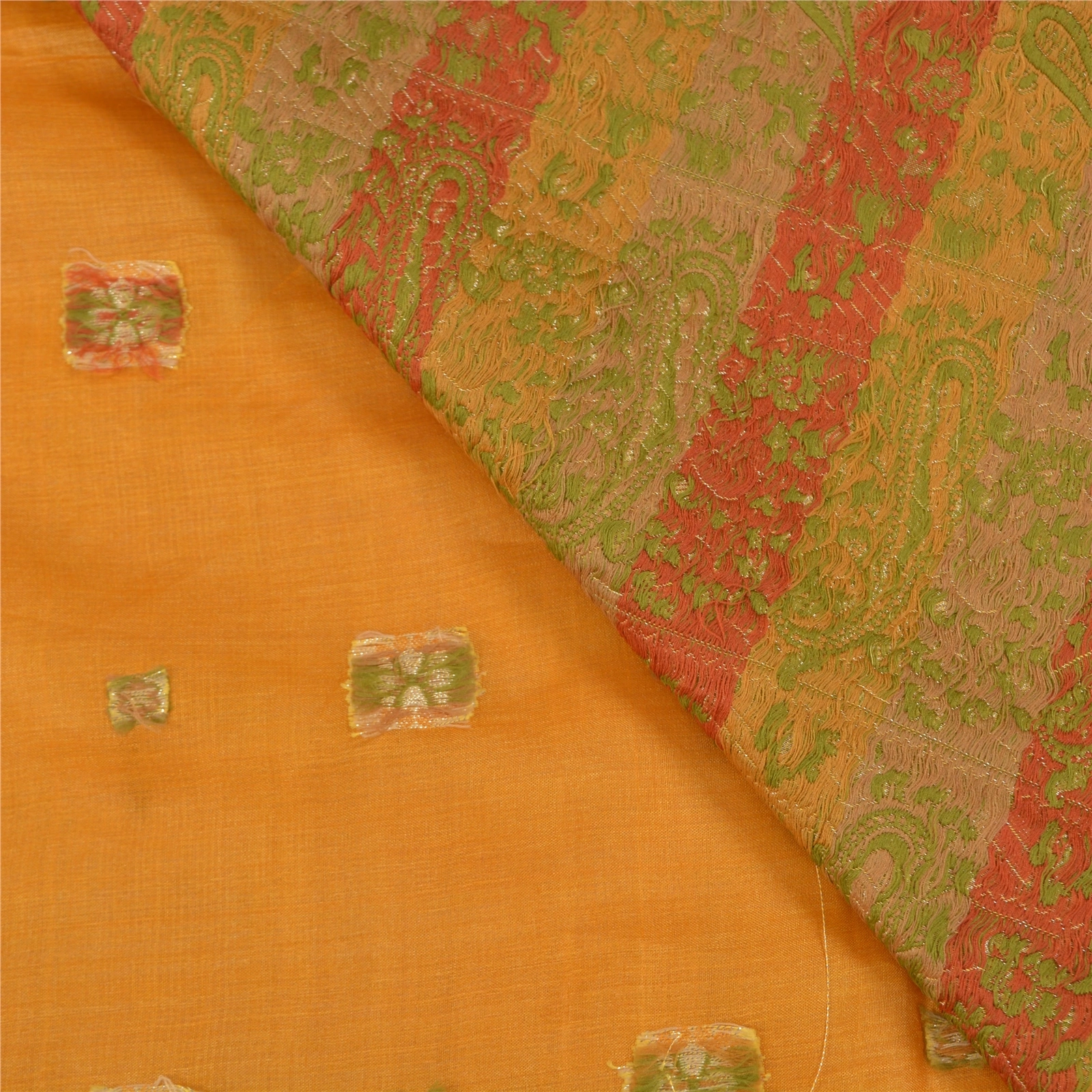 Sanskriti Vintage Saffron Sarees Pure Silk Woven Premium Sari 5 Yard Fabric, PS-58521-Shade Of Saffron-Woven Work-100% Pure Silk-2