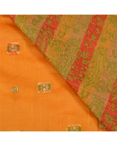 Sanskriti Vintage Saffron Sarees Pure Silk Woven Premium Sari 5 Yard Fabric, PS-58521-Shade Of Saffron-Woven Work-100% Pure Silk-2