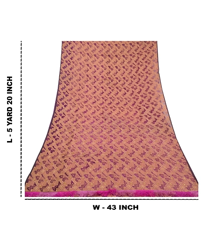 Sanskriti Vintage Purple Sarees Pure Organza Silk Hand Beaded Woven Sari Fabric, PS-58539-Purple-Woven Work-100% Pure Organza Silk-1