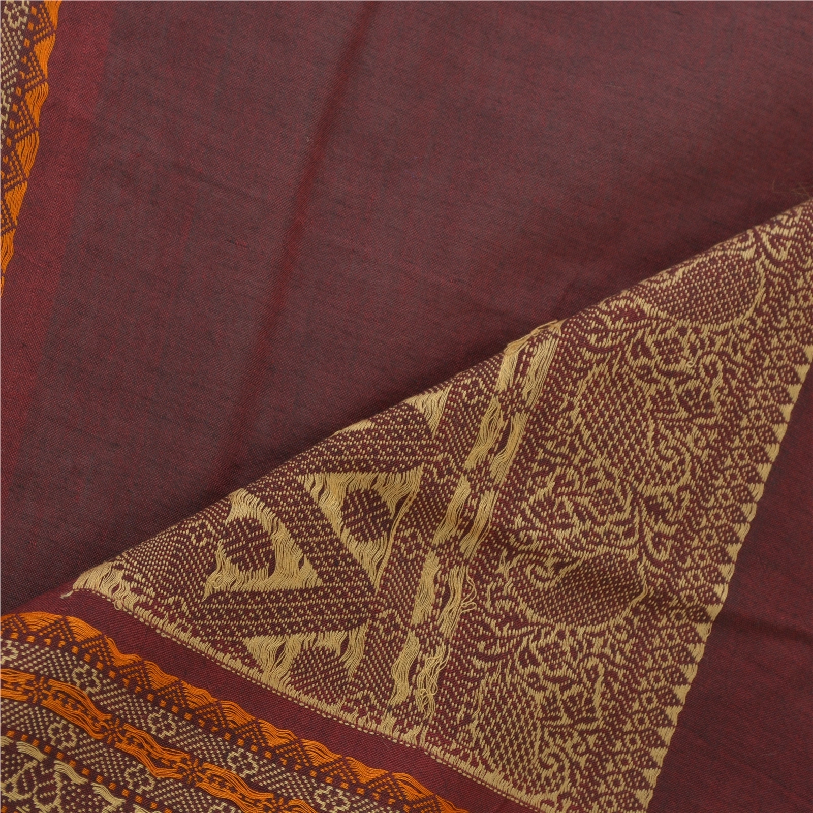 Sanskriti Vintage Dark Red Indian Sarees Pure Cotton Woven Premium Sari Fabric, PS-58553-Dark Red-Woven Work-100% Pure Cotton-2