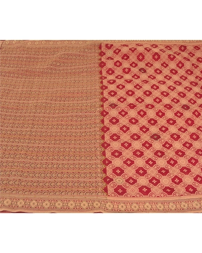Sanskriti Vintage Dark Red Sarees Pure Silk Beaded Woven Premium Sari Fabric, PS-58557-Dark Red-Woven Work-100% Pure Silk-3