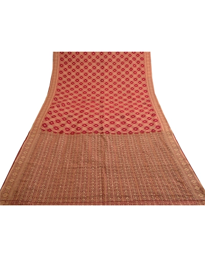 Sanskriti Vintage Dark Red Sarees Pure Silk Beaded Woven Premium Sari Fabric, PS-58557-Dark Red-Woven Work-100% Pure Silk-8