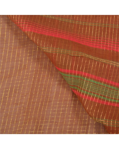Sanskriti Vintage Brown Sarees Blend Silk Woven Chettinad/Kandangi Sari Fabric, PS-58560-Shade Of Brown &amp; Green-Woven Work-Blend Silk-2