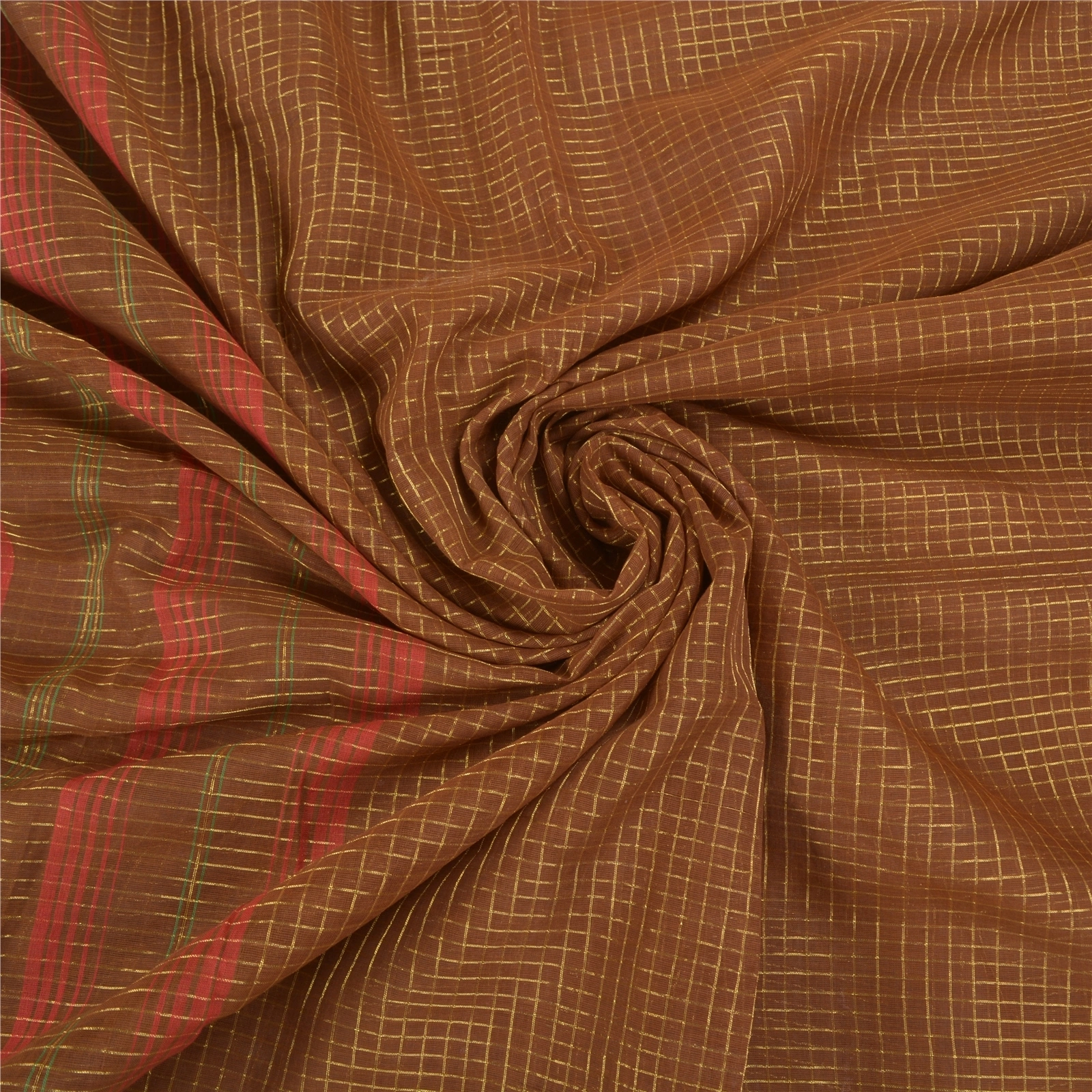 Sanskriti Vintage Brown Sarees Blend Silk Woven Chettinad/Kandangi Sari Fabric, PS-58560-Shade Of Brown &amp; Green-Woven Work-Blend Silk-6