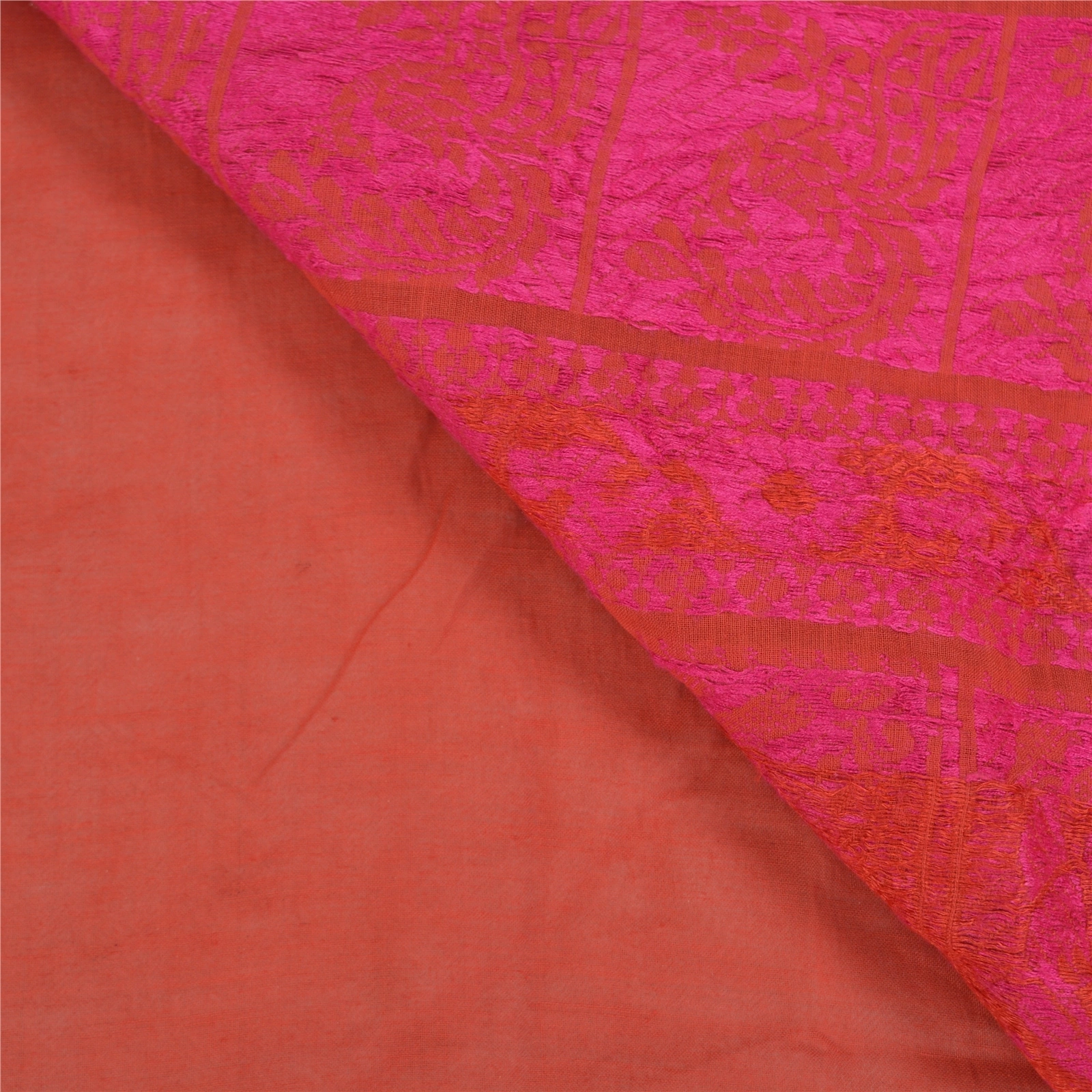 Sanskriti Vintage Orange Sarees Pure Cotton Hand-Woven Premium Sari Craft Fabric, PS-58563-Orange-Woven Work-100% Pure Cotton-2